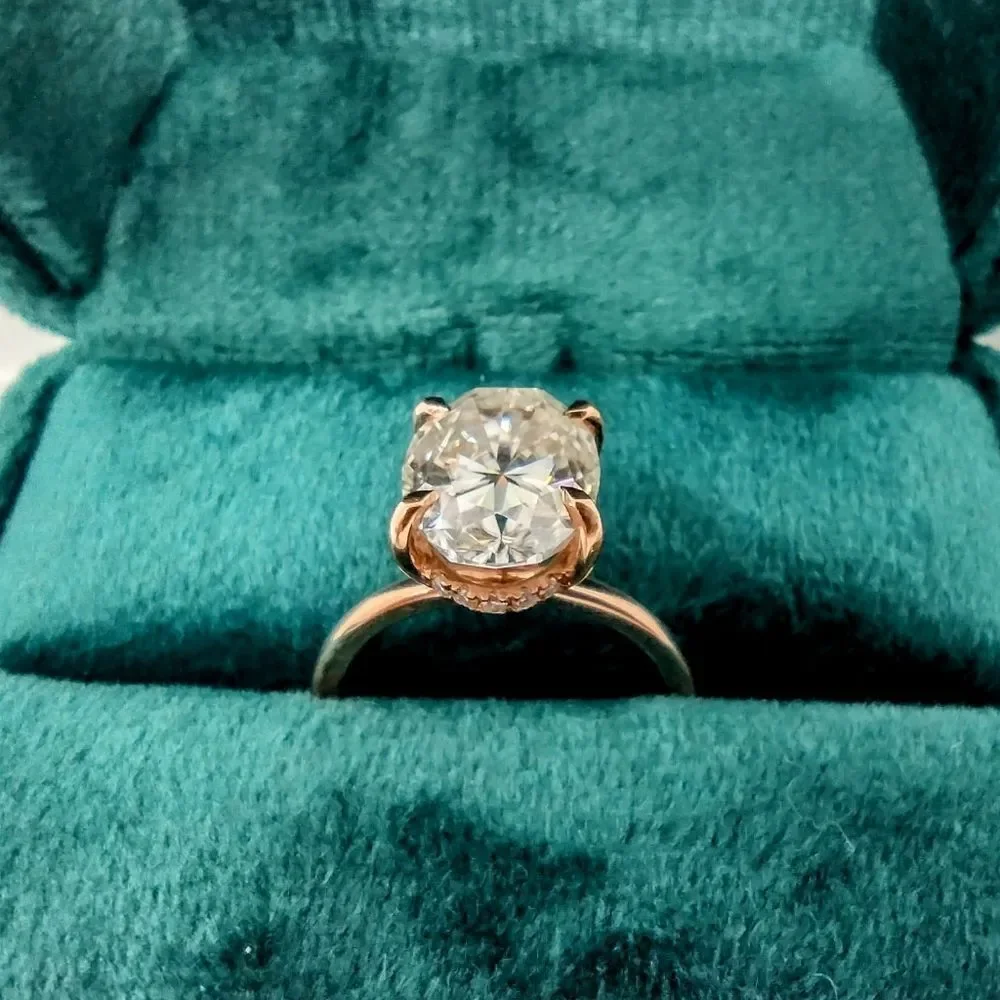 3 Ct Oval Moissanite 10k Rose Gold Solitaire Engagement Ring for Women Size 5 - Picture 6 of 12